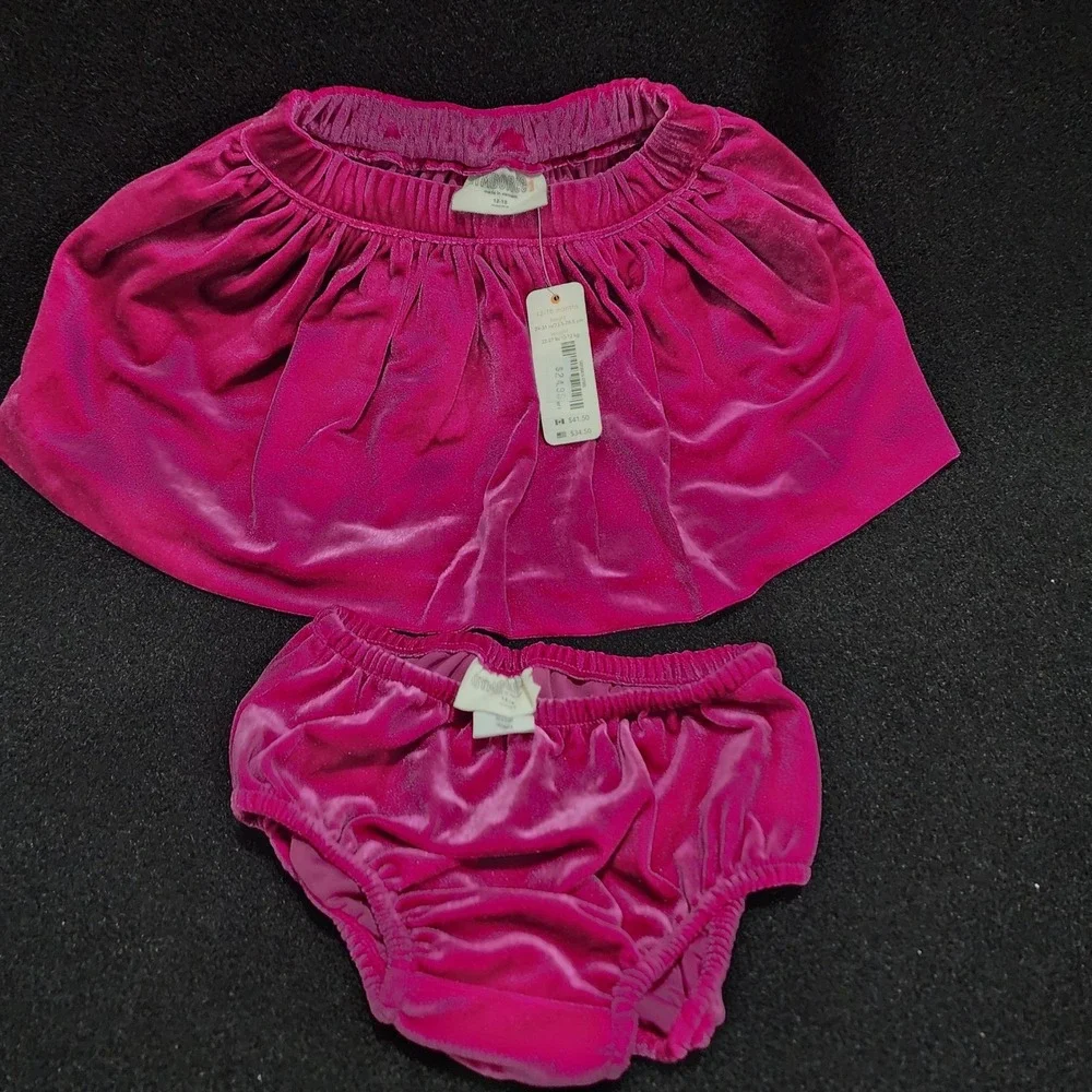 Gymboree Baby Girls Velvet Skirt and‎ Bloomer Set Fuchsia Pink 12 18 Months